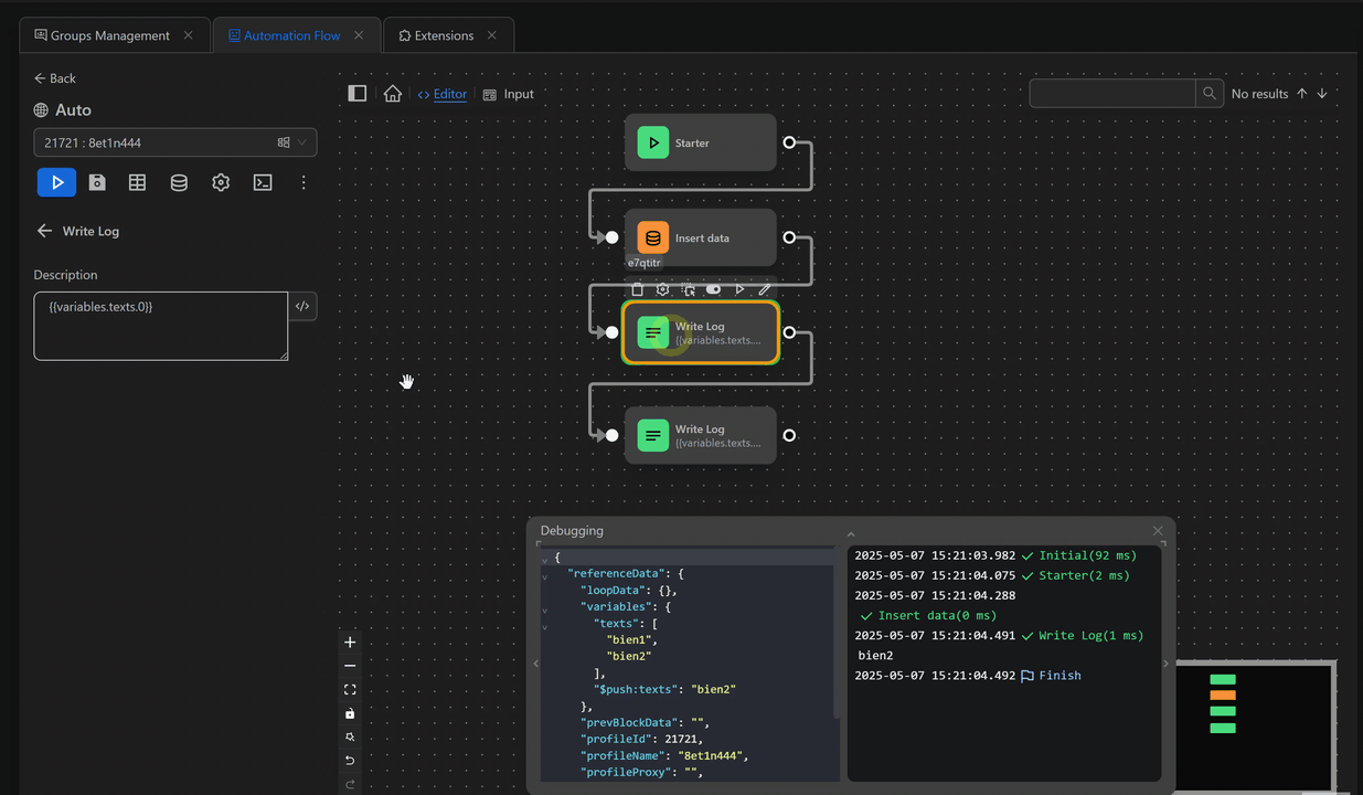 Workflow table