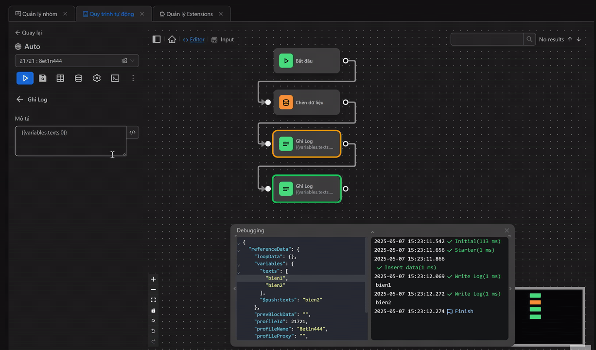 Workflow table