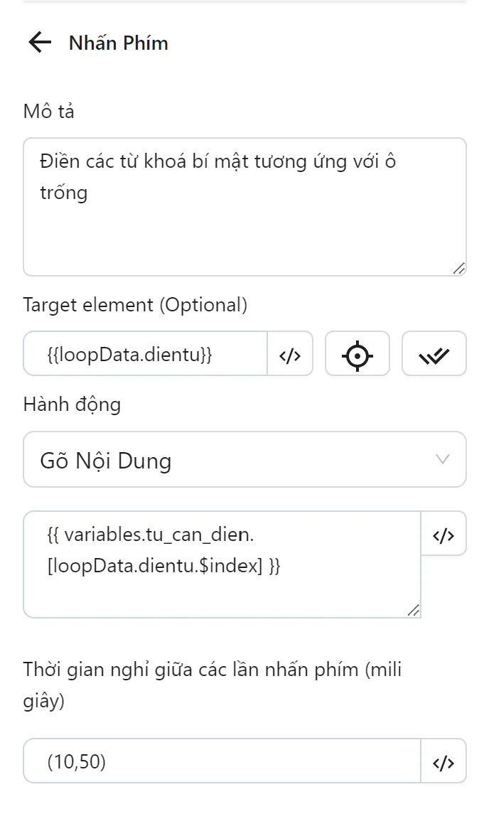 Điền từ vào ô thiếu