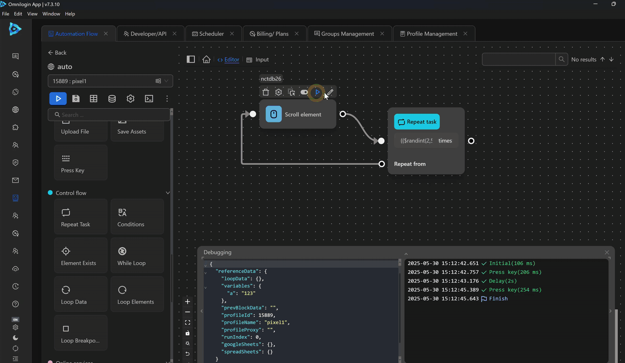Repeat task block example