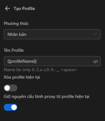 create profile