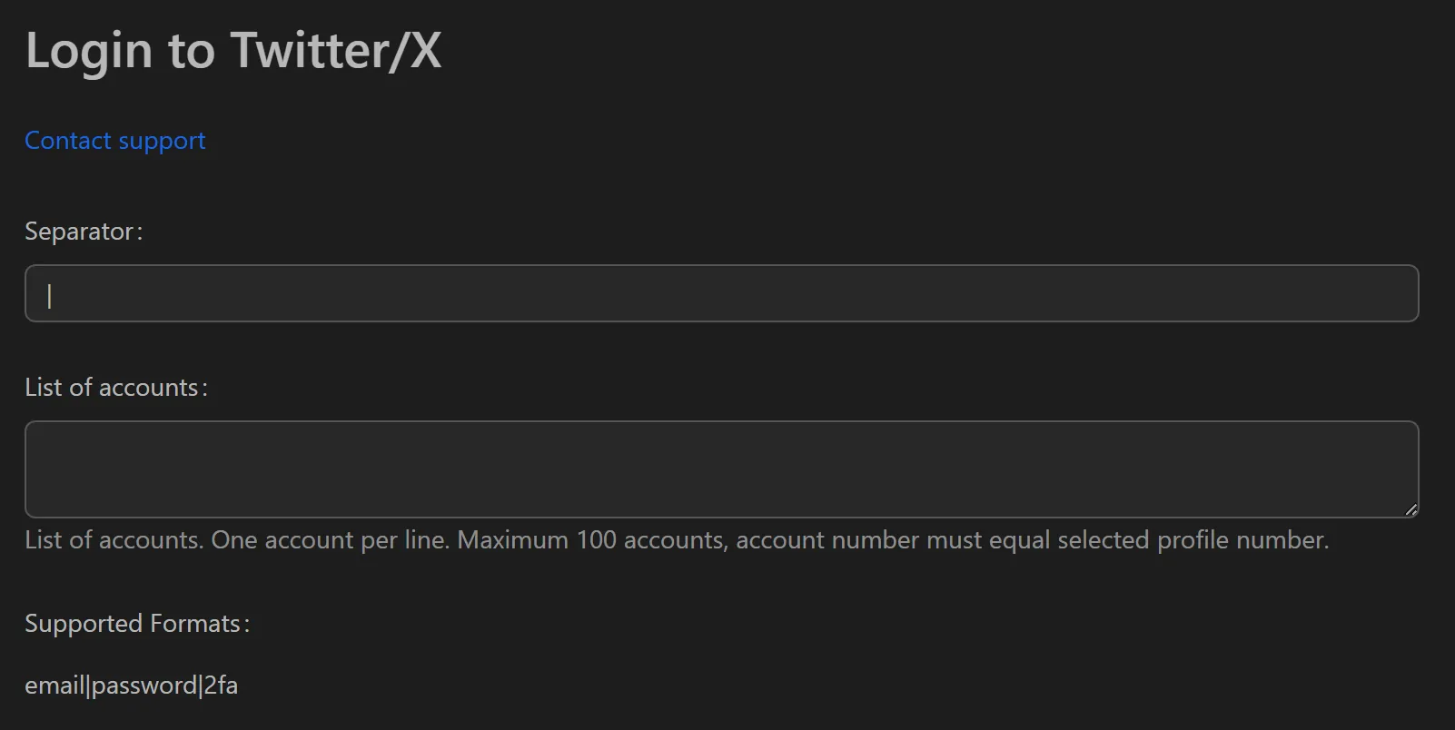 Giao diện tool autologin X/Twitter trên Omnilogin