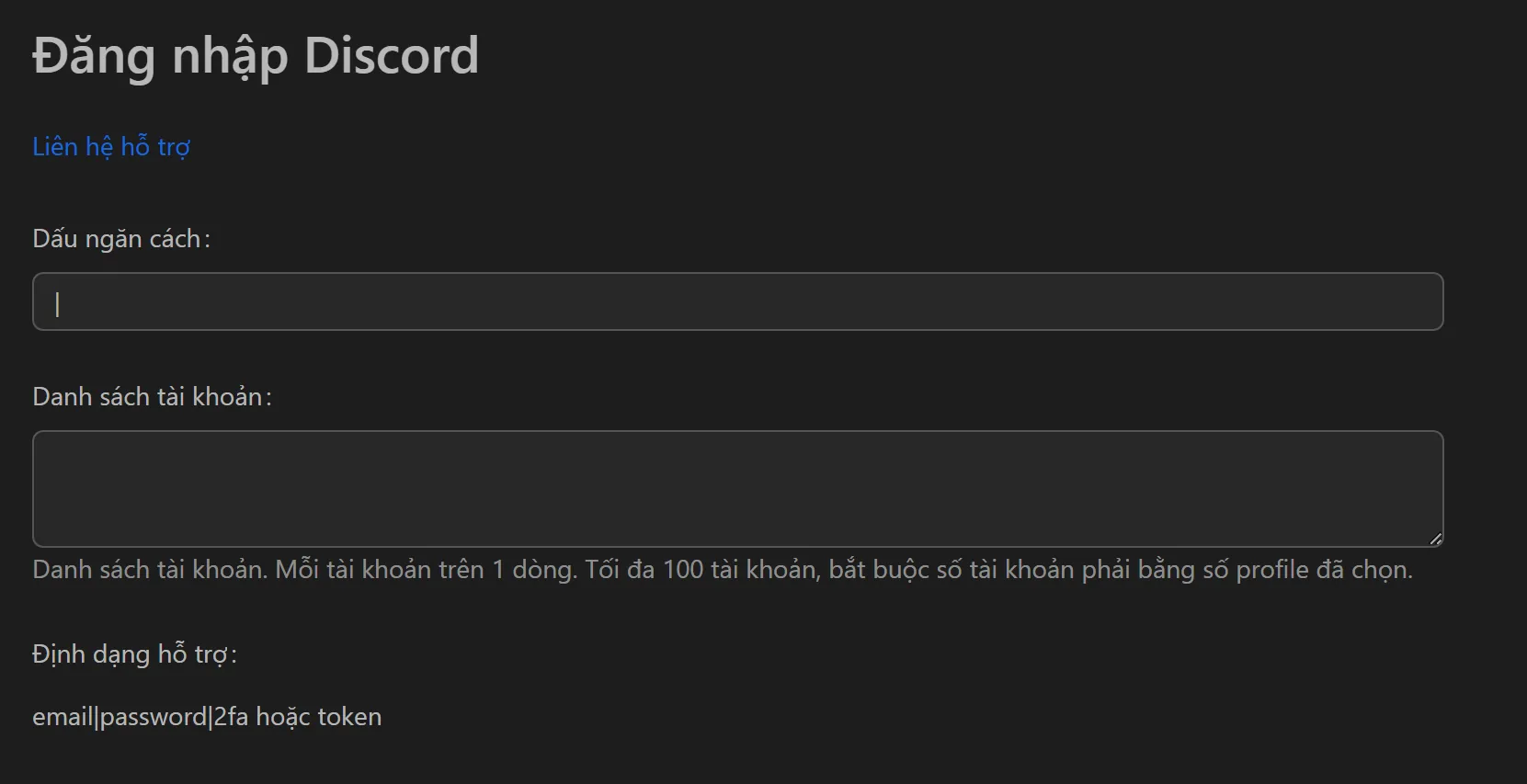 Giao diện tool autologin Discord trên Omnilogin