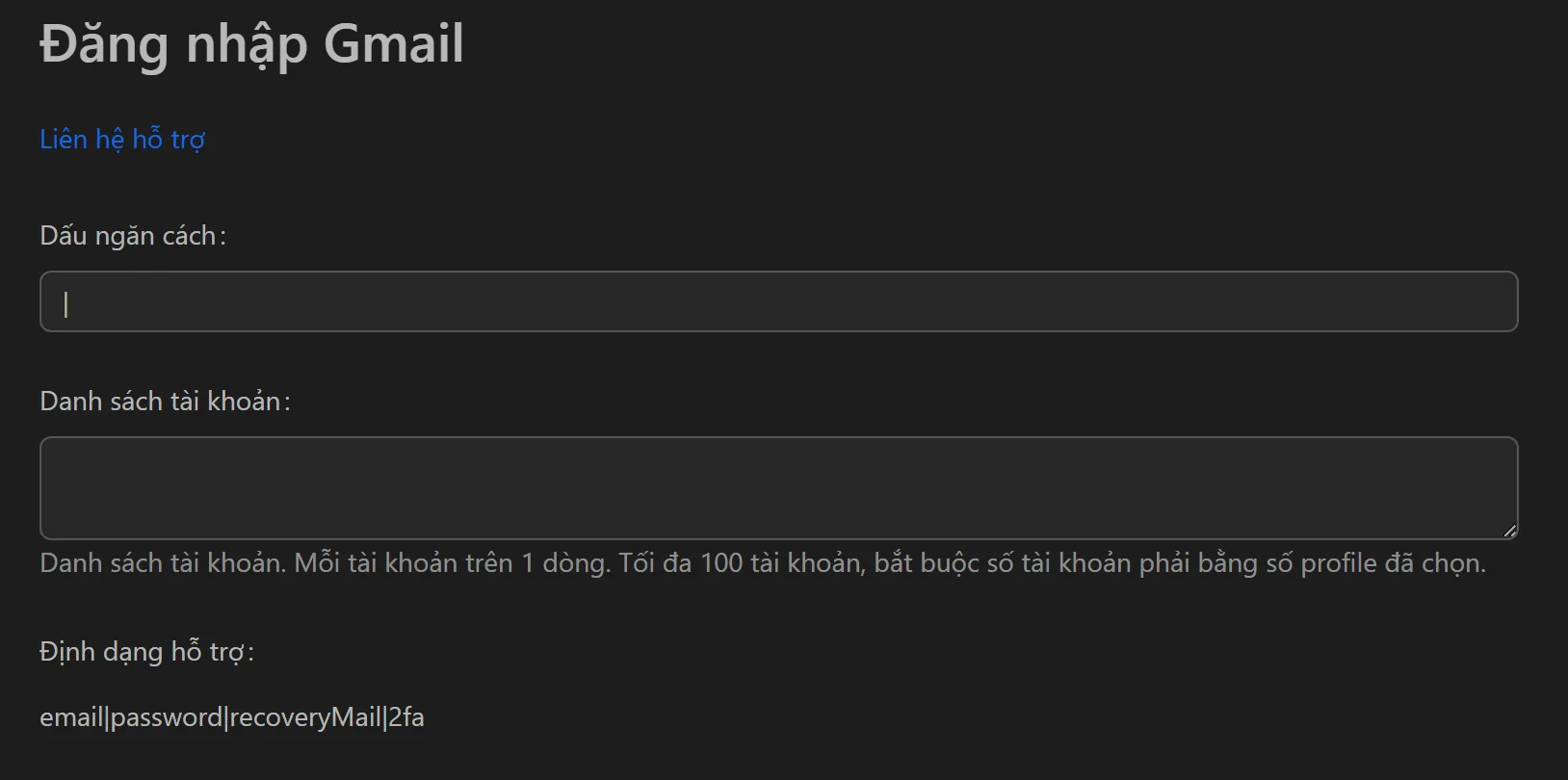 Giao diện tool autologin Gmail trên Omnilogin