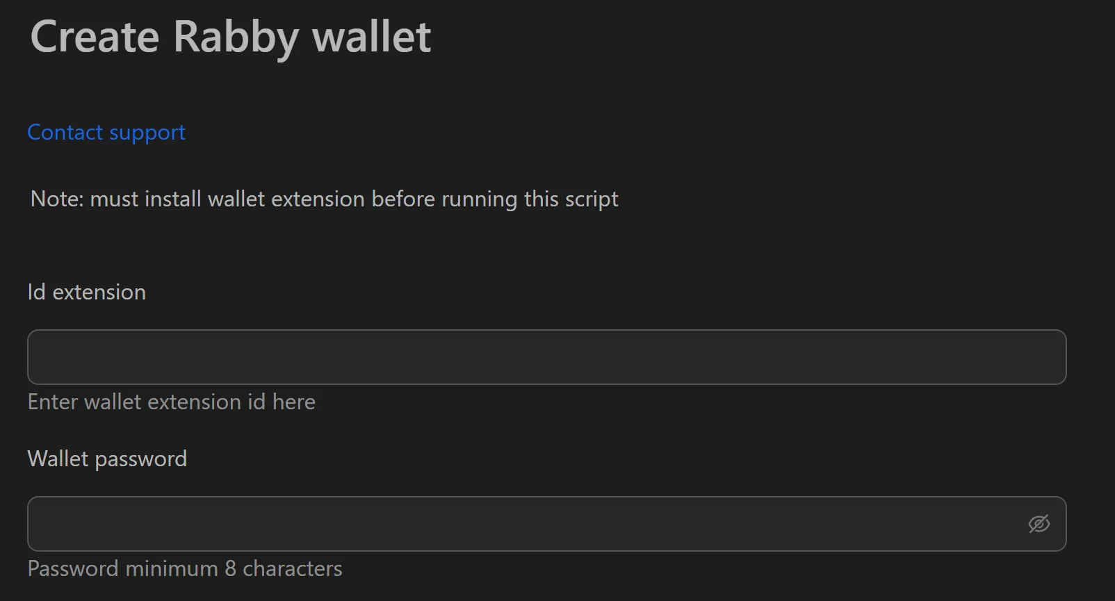 Rabby Wallet bulk creation interface in Omnilogin