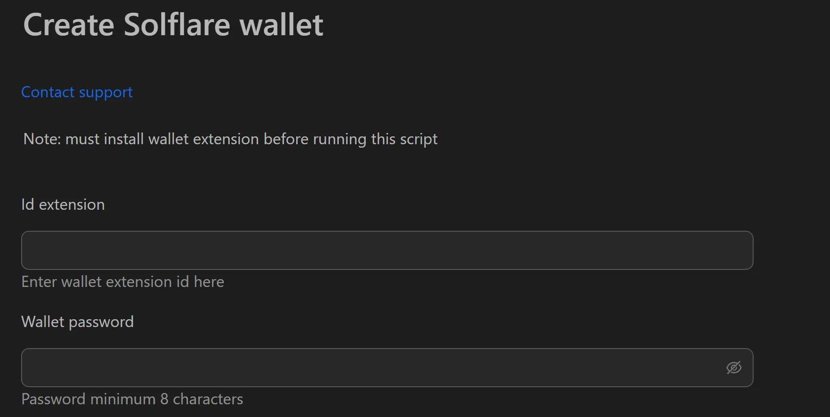 Solflare Wallet bulk creation interface in Omnilogin
