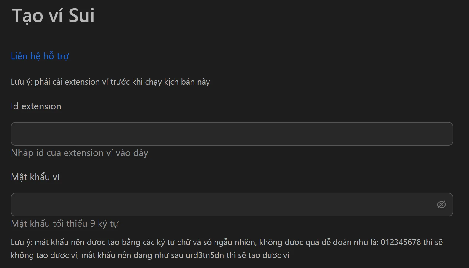 Giao diện tool tạo ví Sui hàng loạt trên Omnilogin