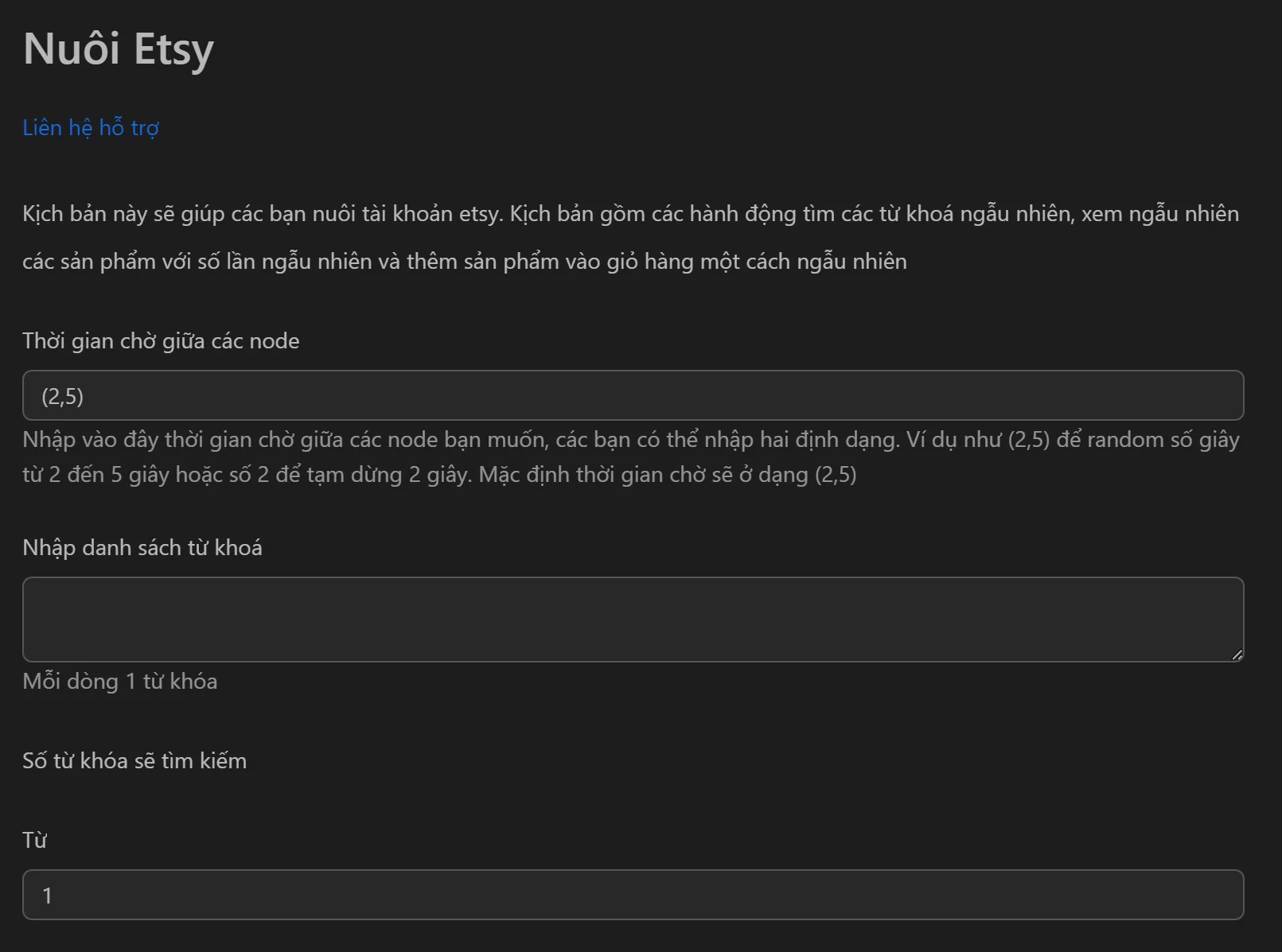Giao diện tool nuôi tài khoản Etsy trên Omnilogin