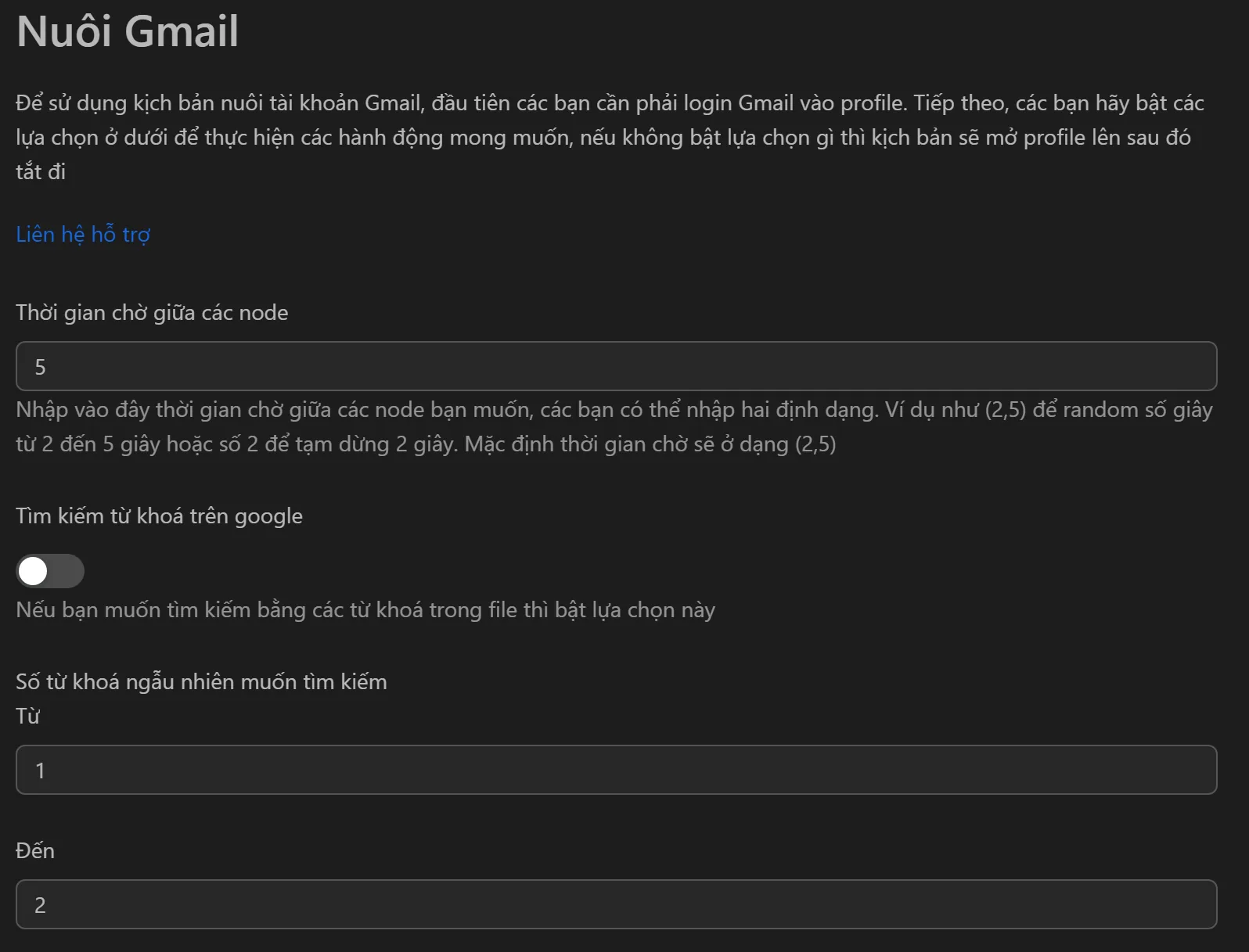 Giao diện tool nuôi Gmail trên Omnilogin