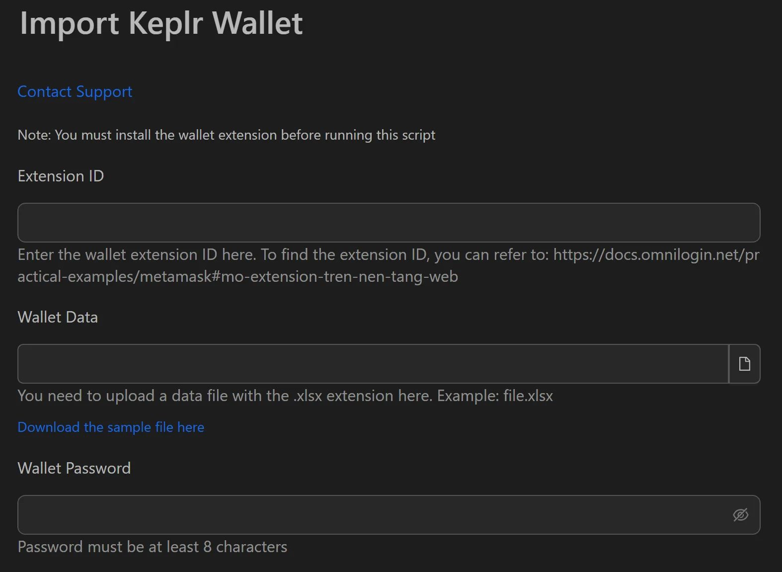 Keplr wallet import workflow attributes