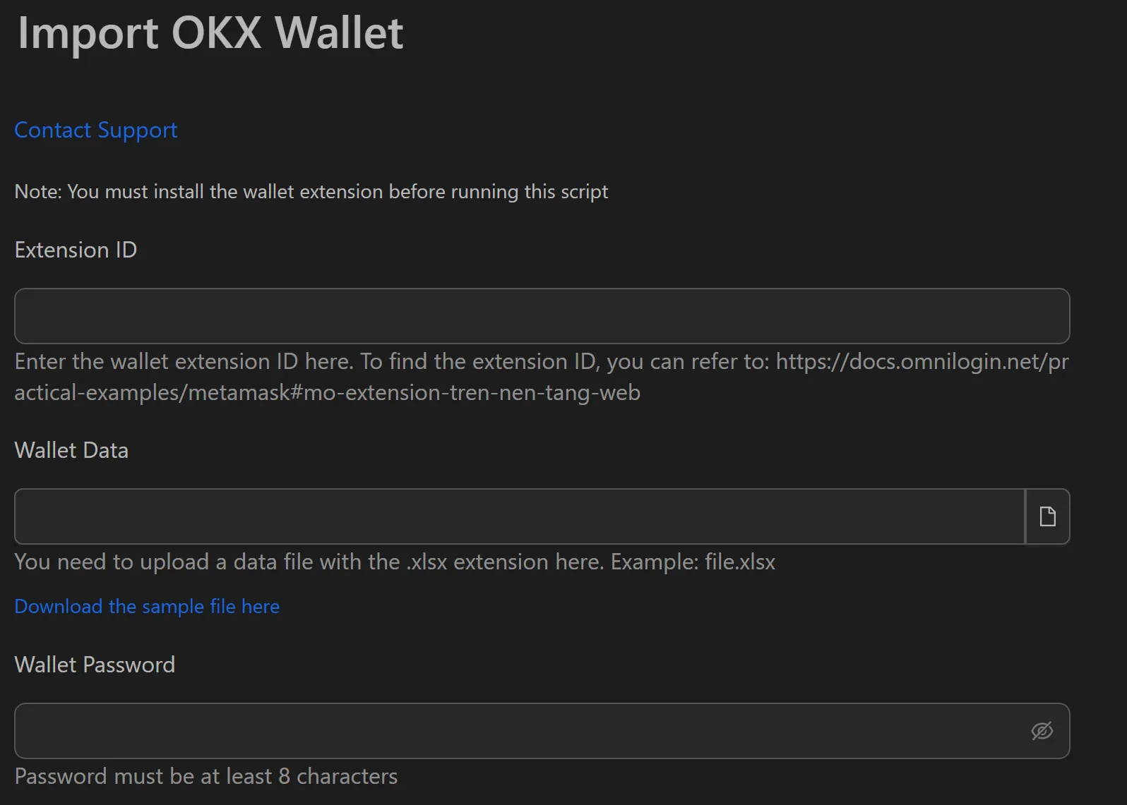 OKX wallet import workflow attributes