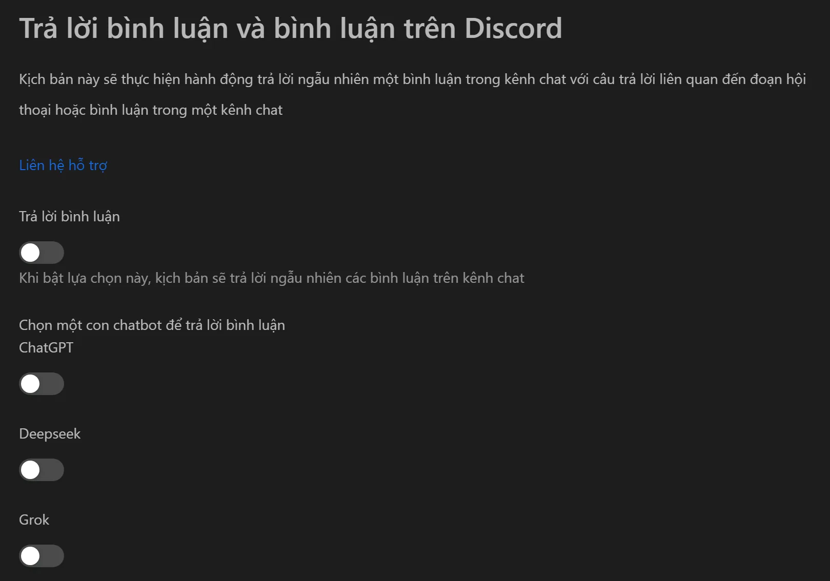 Giao diện tool tự động bình luận Discord