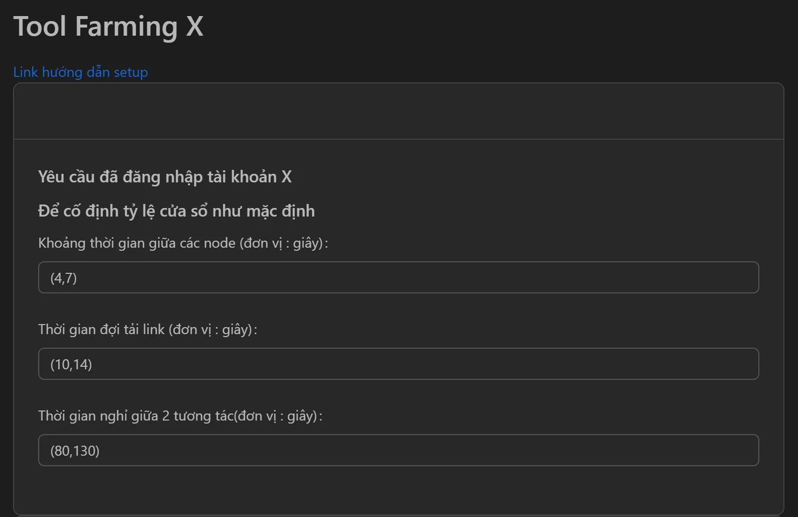 Giao diện tool farming X/Twitter